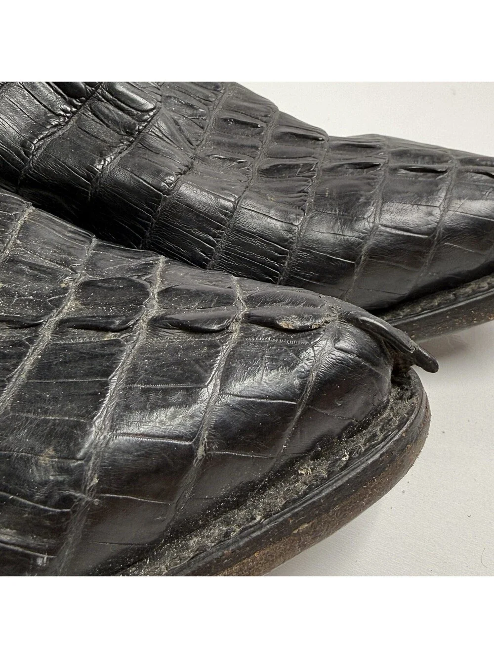 El General Mens 8.5 Black Leather Alligator Rodeo Exotic Western Cowboy Boot Vtg